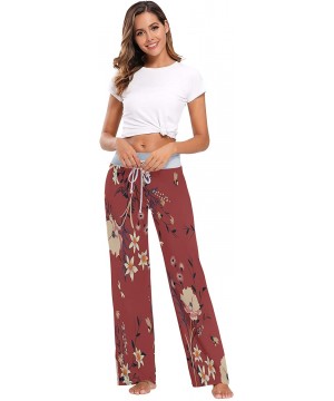 Bottoms Trendy Vintage Floral Flower Blossom Women's Pajama Lounge Pants Casual Stretch Pants Wide Leg - CL197EK9SWN