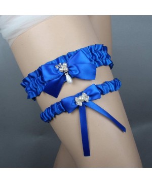 Garters & Garter Belts Lady 2019 Romantic Flower Rhinestones Wedding Bridal Lace Garter Set 2 Pcs - Style 4-royal - CL18I4ZG4OD