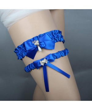 Garters & Garter Belts Lady 2019 Romantic Flower Rhinestones Wedding Bridal Lace Garter Set 2 Pcs - Style 4-royal - CL18I4ZG4OD