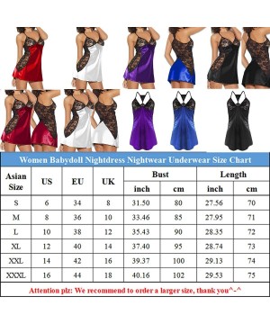 Baby Dolls & Chemises Womens Lingerie Sexy Sling Sleepwear Lace Nightdress Underwear Nightwear Baby Dolls for Ladies - Purple...