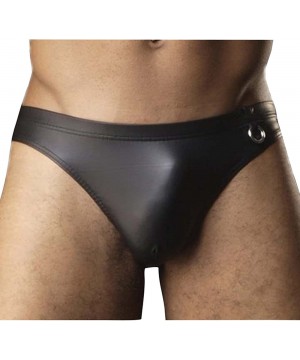 Briefs Men's Sexy Patent-Leather Jock Strap Underwear Bikinis and Briefs - 2-pack Black1 - CM125KJVRQD