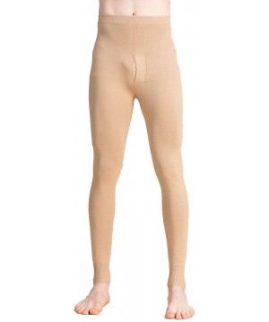 Thermal Underwear Cashmere Silk Knit Men Sheer Thermal Pant Long Johns Bottom - Light Camel - CI11TCVIG7T