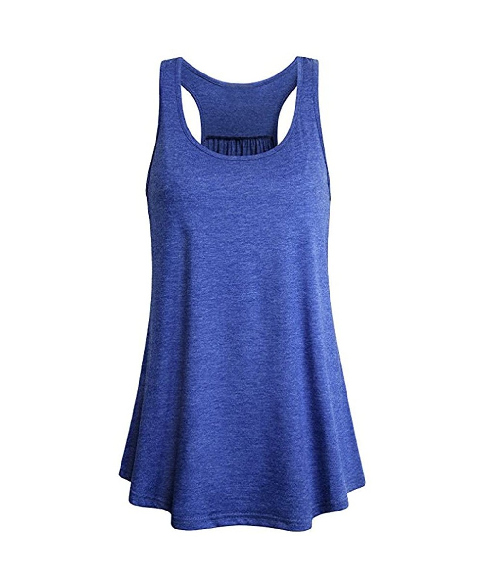 Thermal Underwear Yoga Sport Workout Muscle Shirt Women Sexy Tank Tops Vest Open Backless Tunic - B Blue - CQ18OAIC6U2