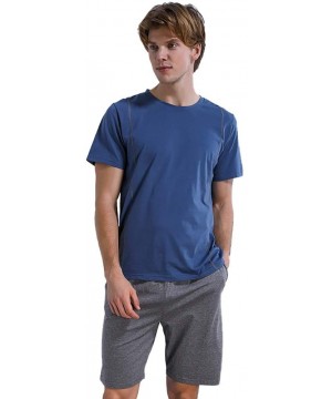 Sleep Sets Men's Pajamas Sets/Cotton Summer Short-Sleeved Pajamas Thin Large Size Loose Home Wear Side Pockets-b-XL - B - CT1...