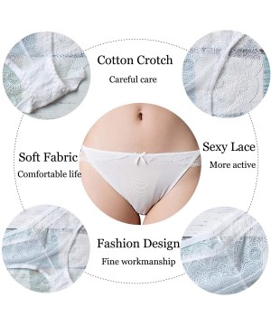 Panties Sexy Womens Underwear 4 Pack Peacock Pattern Transparent Soft Lace Briefs Lingerie - Style 1- 4 Pack - CG185O23A0S