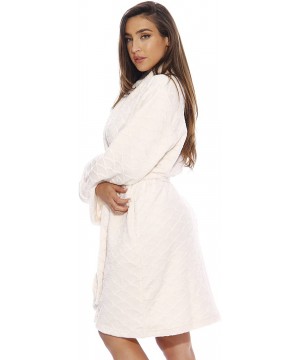 Robes Kimono Robe Velour Scalloped Texture Bath Robes for Women - Cream - CV12HJEW1X5