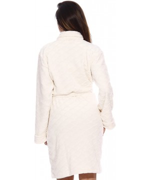 Robes Kimono Robe Velour Scalloped Texture Bath Robes for Women - Cream - CV12HJEW1X5