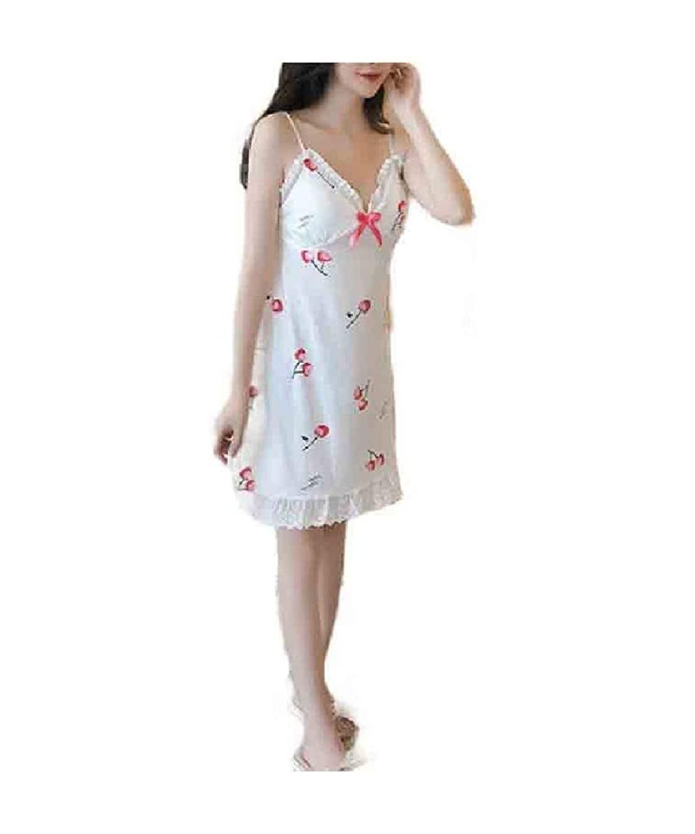 Nightgowns & Sleepshirts Women's Sexy Printing Summer V Neck Short Dress Sling Sleep Dress - As4 - CM1900KA6M9