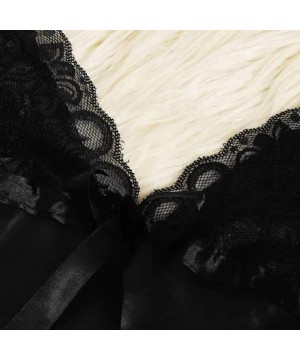 Slips Women Plus Size V-Neck Bow Nightdress with Thong Lingerie Set Underwear S-3XL - Black - CP18AI5484O