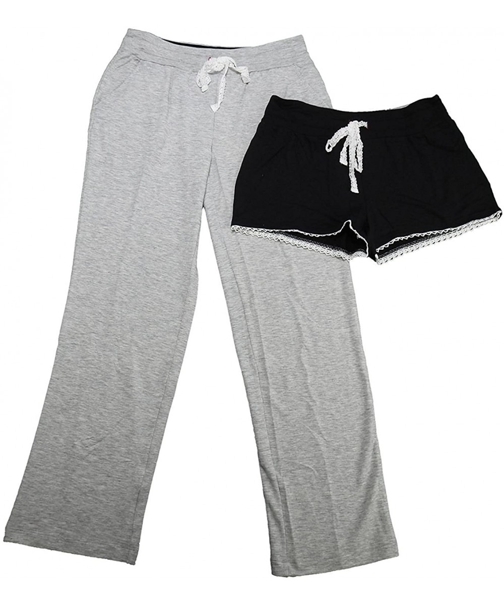 Sets Soft French Terry Short and Pants Set W/Crochet Details - Heather Gray - CY17YLMY57U