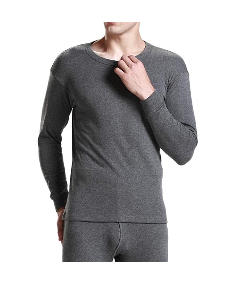 Thermal Underwear Mens Ultra Soft Thermal Underwear Winter Warm Long Johns Set Top and Bottom Base Layer - 8802dark Gray - C3...