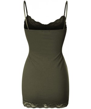 Camisoles & Tanks Women's Adjustable Spaghetti Strap Lace Neck Camisole Top - Dark Olive - C018M6AO5K5