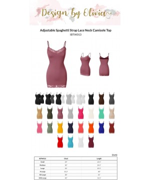 Camisoles & Tanks Women's Adjustable Spaghetti Strap Lace Neck Camisole Top - Dark Olive - C018M6AO5K5