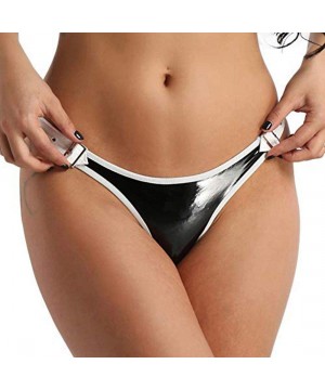 Panties Women's Wet Look Faux Leather Bikini Underwear Low Rise Mini Briefs Hipster Panties - CX18N05NDK0