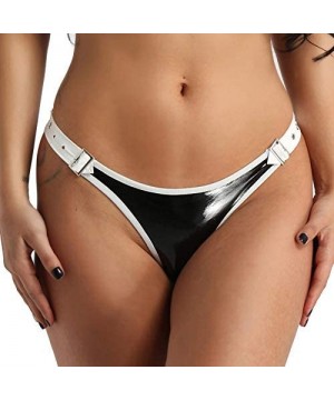 Panties Women's Wet Look Faux Leather Bikini Underwear Low Rise Mini Briefs Hipster Panties - CX18N05NDK0