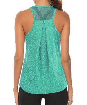 Tops Workout Tank Tops for Women - Athletic Yoga Tops- Racerback Running Tank Top - Mint Green a - CP19CH3DTZM