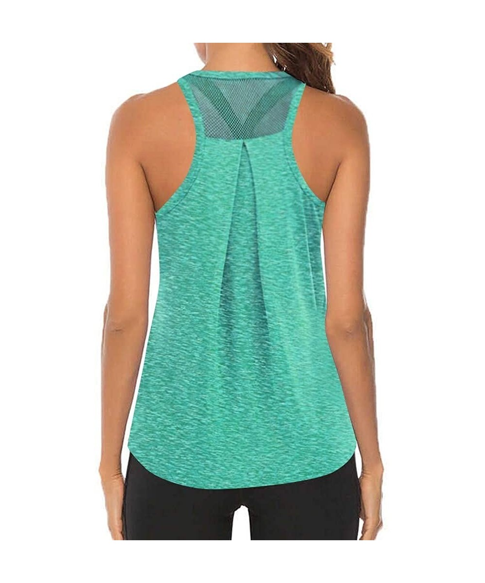 Tops Workout Tank Tops for Women - Athletic Yoga Tops- Racerback Running Tank Top - Mint Green a - CP19CH3DTZM