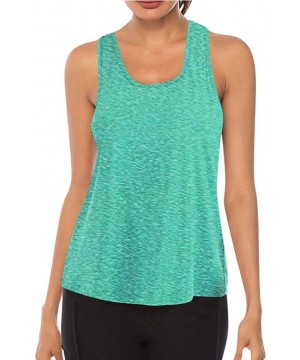 Tops Workout Tank Tops for Women - Athletic Yoga Tops- Racerback Running Tank Top - Mint Green a - CP19CH3DTZM