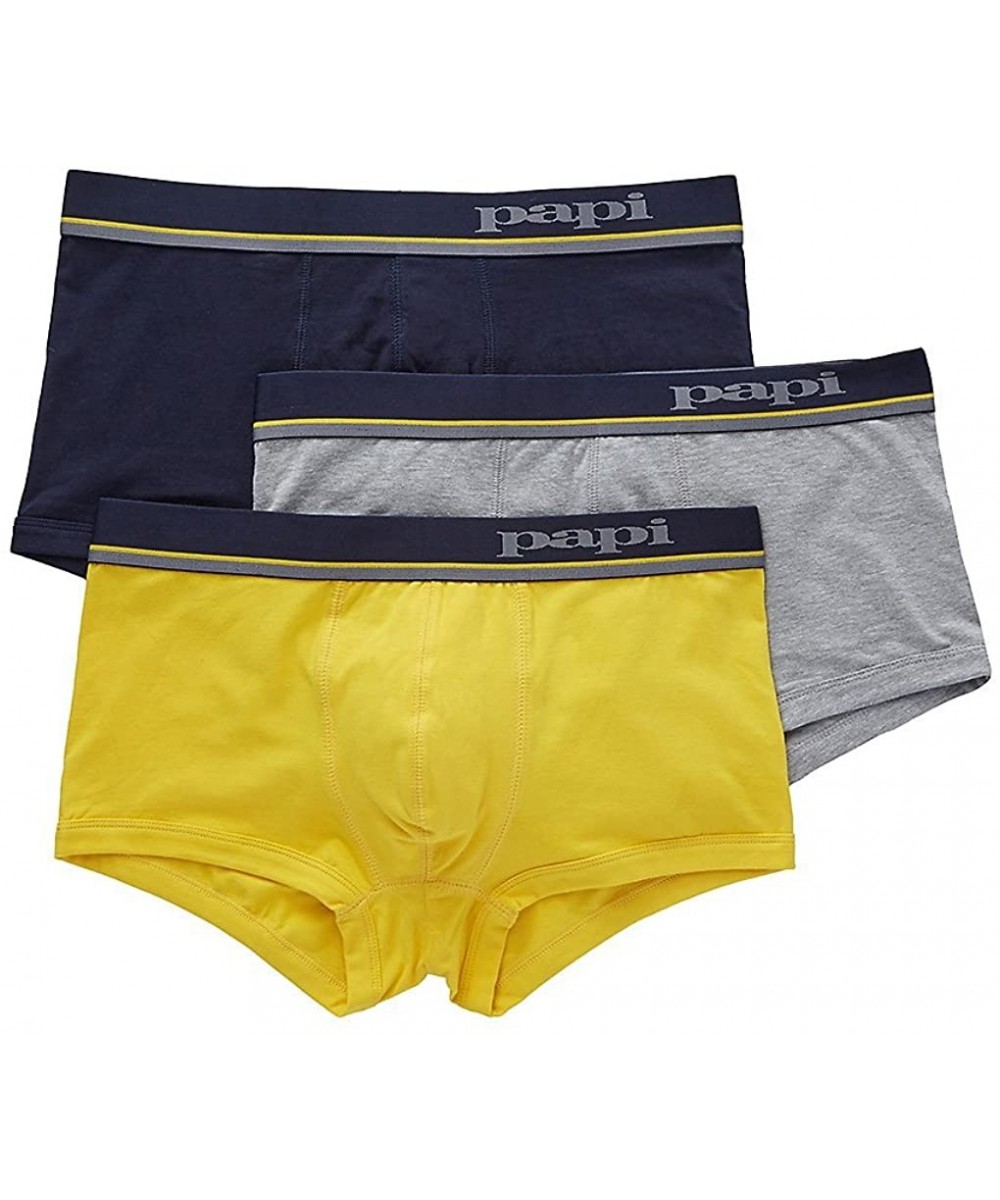 Trunks Men's 3 Pack Cotton Stretch Asst. Colors Brazilian Trunk - Dandelion/Heather Grey/Navy - CH1875OU2HG