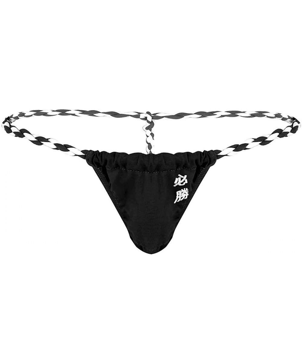 G-Strings & Thongs Sexy Mens G-String Thongs T-Back Underwear Wrestling Sumo Briefs Tangas - Black - CN18K2UMRW7