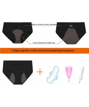 Panties Womens Menstrual Period Panties Super Soft Protective Briefs Underwear - 4 Color With Dark Lining - CV18TKY4GDL