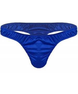 G-Strings & Thongs Sexy Men Lingerie Soft Shiny Satin Bikini Thongs Sissy Underwear Underpants Panties Night - Blue - CH198UR...