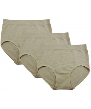 Panties Women's Underwear Full Brief Panties Silky Touch Microfiber - 3 Pack - Textured Feel / Nude - CT182T9D98M