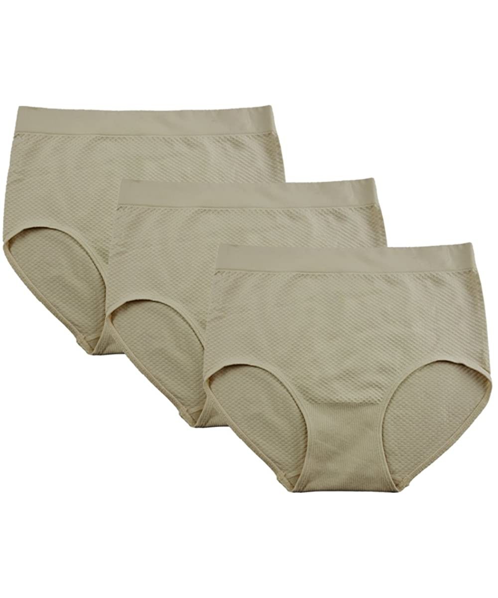 Panties Women's Underwear Full Brief Panties Silky Touch Microfiber - 3 Pack - Textured Feel / Nude - CT182T9D98M