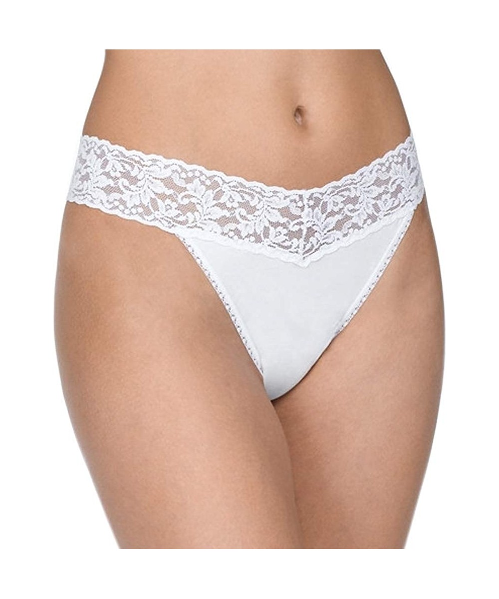 Panties Organic Cotton Original Rise Thong with Lace 891801 - White - One Size - CZ11UPY0OI1