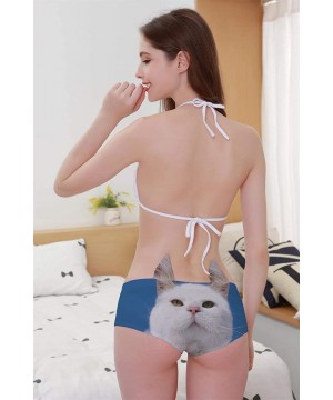 Panties Women's Flirty Sexy Funny Naughty 3D Printed Animal Tail Underwears Briefs Gifts With Cute Ears - White Cat - CK198EX...