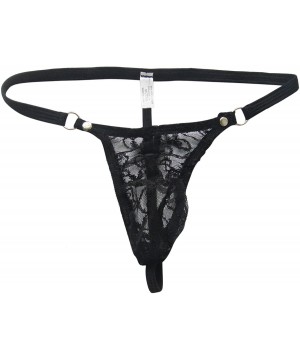 G-Strings & Thongs Mens Sheer Mesh Lace Backless G-String Thongs Low Rise T-Back Underwear Briefs - Black - CD19C2OZ037