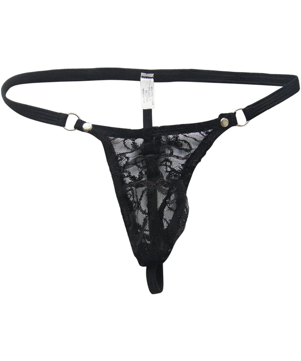 G-Strings & Thongs Mens Sheer Mesh Lace Backless G-String Thongs Low Rise T-Back Underwear Briefs - Black - CD19C2OZ037