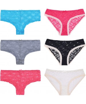 Panties Women Sexy Lace Bikini Hipster Panties Mid High Rise Briefs-6 or 8 Pk - Pack C(6 Pack) - CL18OZDN4Z3