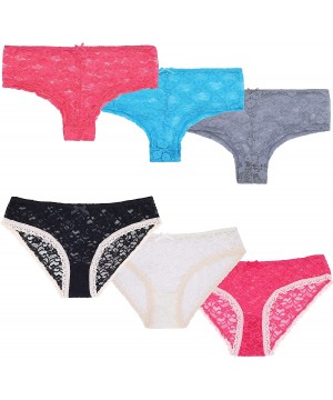 Panties Women Sexy Lace Bikini Hipster Panties Mid High Rise Briefs-6 or 8 Pk - Pack C(6 Pack) - CL18OZDN4Z3