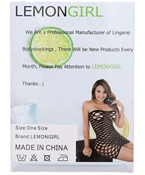 Baby Dolls & Chemises Women's Lingerie Fishnet Babydoll Bodysuit Mini Dress Set One Size - White-305 - C018W2MYU6Z