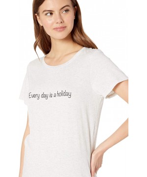 Tops Women's Short Sleeve Scoop Neck Sleep Tee - White Sand Heather - Every Day is a Holiday - CL18NRR583Y