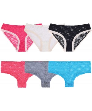 Panties Women Sexy Lace Bikini Hipster Panties Mid High Rise Briefs-6 or 8 Pk - Pack C(6 Pack) - CL18OZDN4Z3