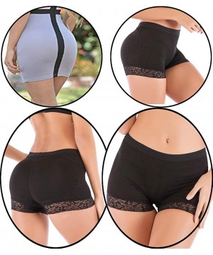 Shapewear Lace Butt Lifter Padded Panties for Women Tummy Control Shapewear Panty Boyshort Underwear - Black With Lace - CE18...