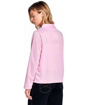 Robes Women's Soft Quilted Button Front Long Sleeve Sleep Bed Jacket Top - Pink - CZ192QHDYNN