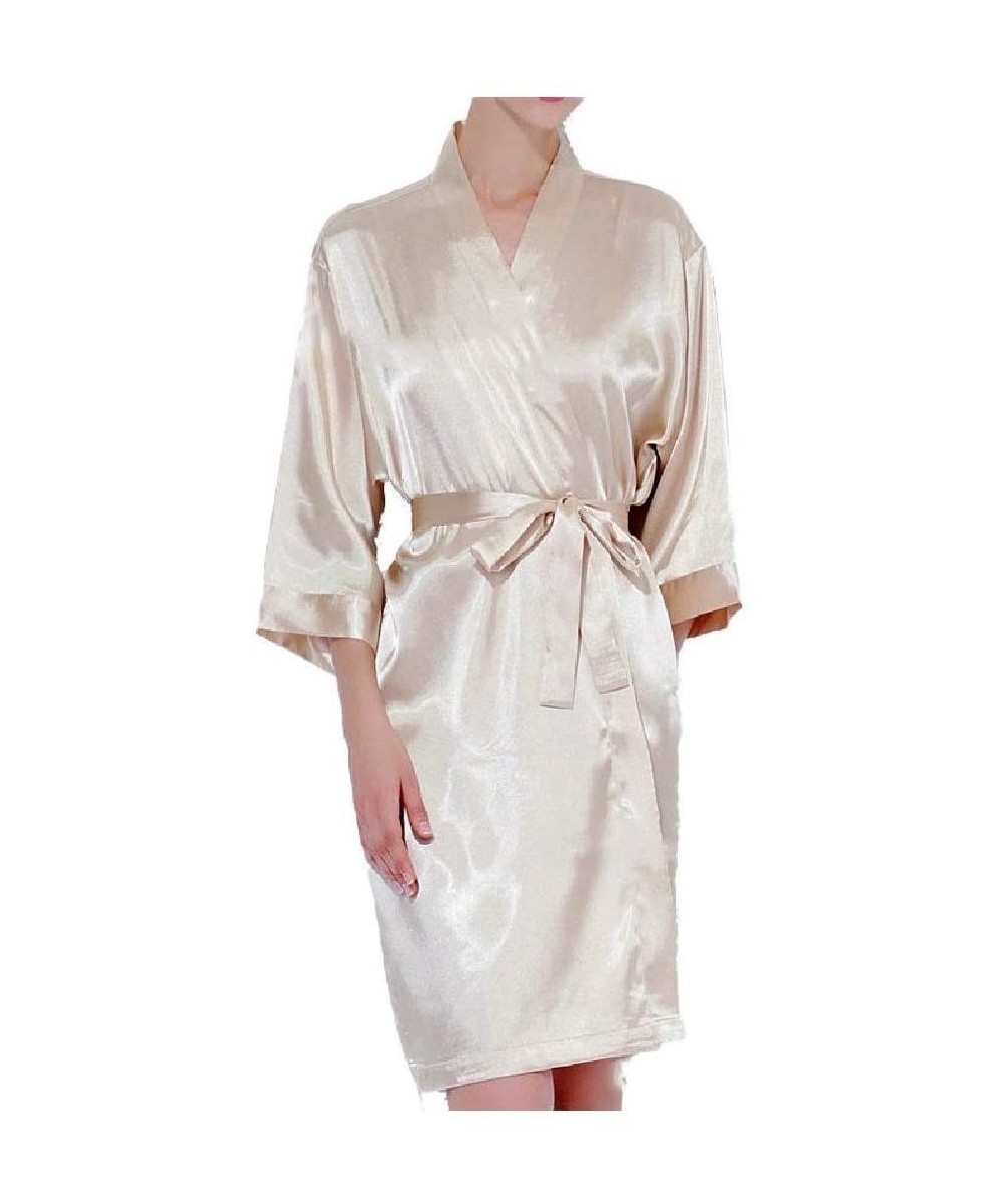 Robes Womens Lounger Plus Size Charmeuse Nightwear Sleepwear Loungewear Robe Champagne 2XL - Champagne - CU19DCYLU9T