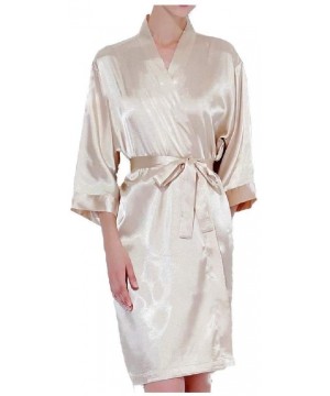 Robes Womens Lounger Plus Size Charmeuse Nightwear Sleepwear Loungewear Robe Champagne 2XL - Champagne - CU19DCYLU9T