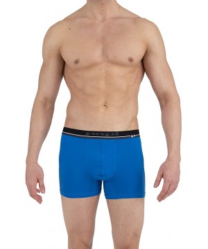 Boxer Briefs Men's Cotton Stretch Logo Solid Boxer Briefs Pack of 4 - Light Grey / Blue / Black / Black - CJ1964Z56L2