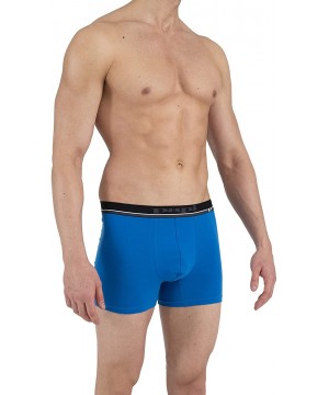 Boxer Briefs Men's Cotton Stretch Logo Solid Boxer Briefs Pack of 4 - Light Grey / Blue / Black / Black - CJ1964Z56L2