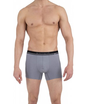 Boxer Briefs Men's Cotton Stretch Logo Solid Boxer Briefs Pack of 4 - Light Grey / Blue / Black / Black - CJ1964Z56L2