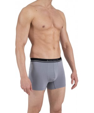 Boxer Briefs Men's Cotton Stretch Logo Solid Boxer Briefs Pack of 4 - Light Grey / Blue / Black / Black - CJ1964Z56L2