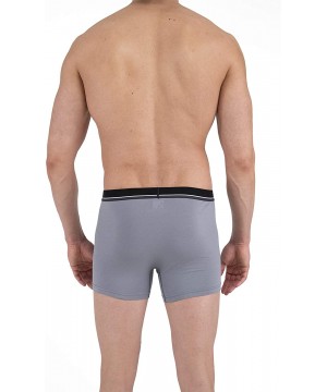 Boxer Briefs Men's Cotton Stretch Logo Solid Boxer Briefs Pack of 4 - Light Grey / Blue / Black / Black - CJ1964Z56L2