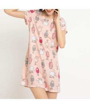 Nightgowns & Sleepshirts Women's Sleepwear Cotton Sleep Tee Short Sleeves Print Sleepshirt - Sheep - C419EIKTM0I