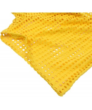 Trunks Mens Hollow Out Fishnet See Through Drawstring Shorts Trunks Lounge Pants Underwear - Yellow - CQ19DS53HA4