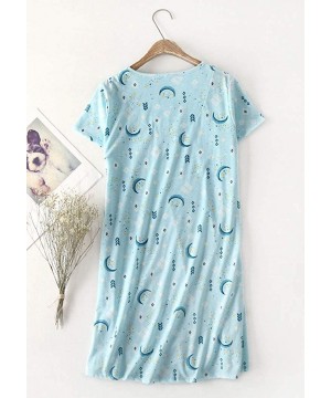 Nightgowns & Sleepshirts Womens Short Sleeve Nightgown Animal Printed Pajama Dress Plus Size - Blue Moon - CT198S88839