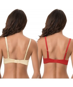 Bras Women's Plus Size Full Coverage Padded Underwire Bra-1 or 2PK - Nude-red(2 Pack) - CX18RZ9AY3I